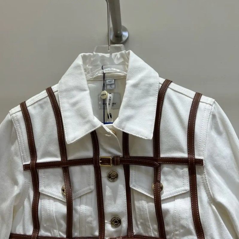 Burberry Burberry White Cotton Cropped Jacket Size XS / US 0-2 / IT 36-38 - 3 Thumbnail