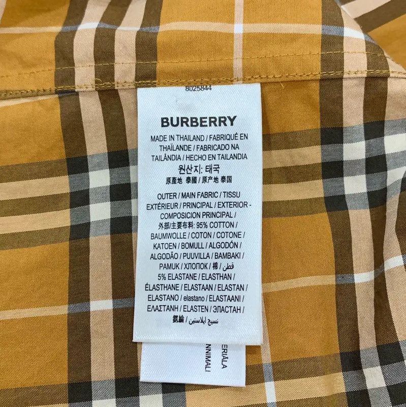 Burberry Burberry Yellow Cotton Long Sleeve Shirt Size XS / US 0-2 / IT 36-38 - 7 Thumbnail