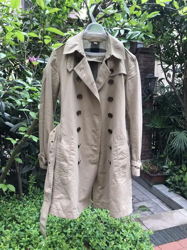 Burberry Burberry Grey Cotton Blend Mid-Length Trench Coat Size S / US 4 / IT 40 - 3 Thumbnail