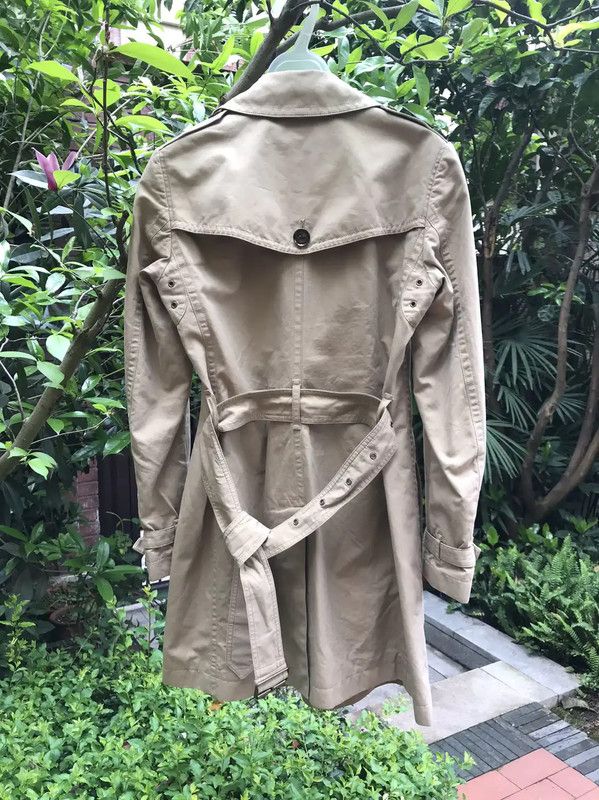 Burberry Burberry Grey Cotton Blend Mid-Length Trench Coat Size S / US 4 / IT 40 - 2 Thumbnail