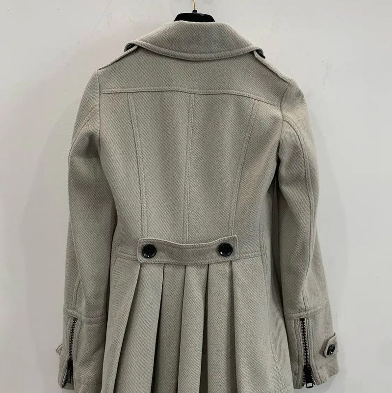 Burberry Burberry Gray Wool Women's Trench Coat Size S / US 4 / IT 40 - 2 Thumbnail