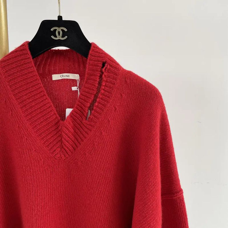 Burberry Burberry Red Wool Long Sleeve Sweater Size M / US 6-8 / IT 42-44 - 3 Thumbnail