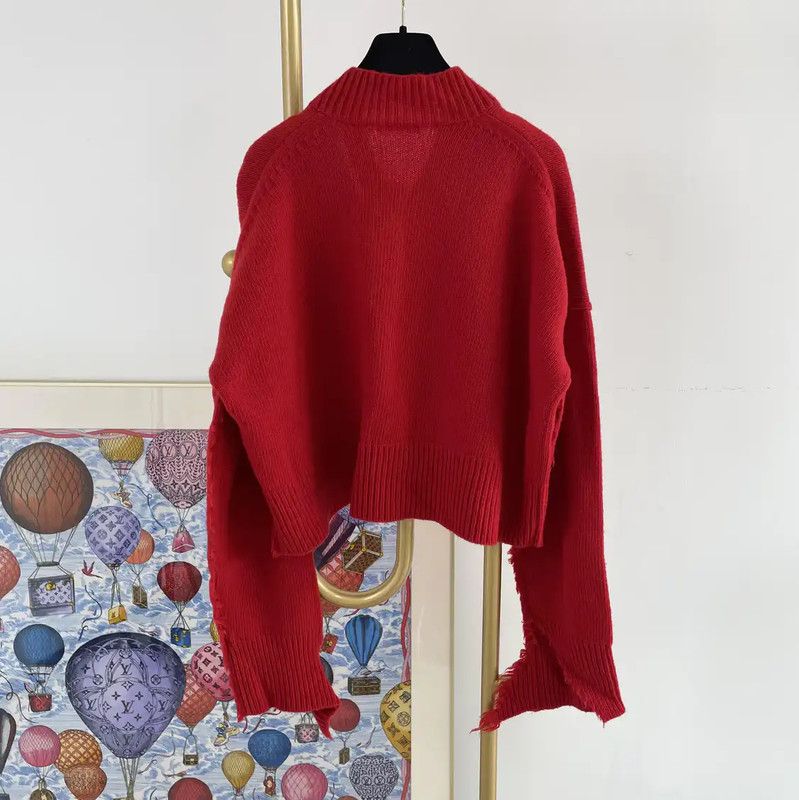 Burberry Burberry Red Wool Long Sleeve Sweater Size M / US 6-8 / IT 42-44 - 2 Thumbnail