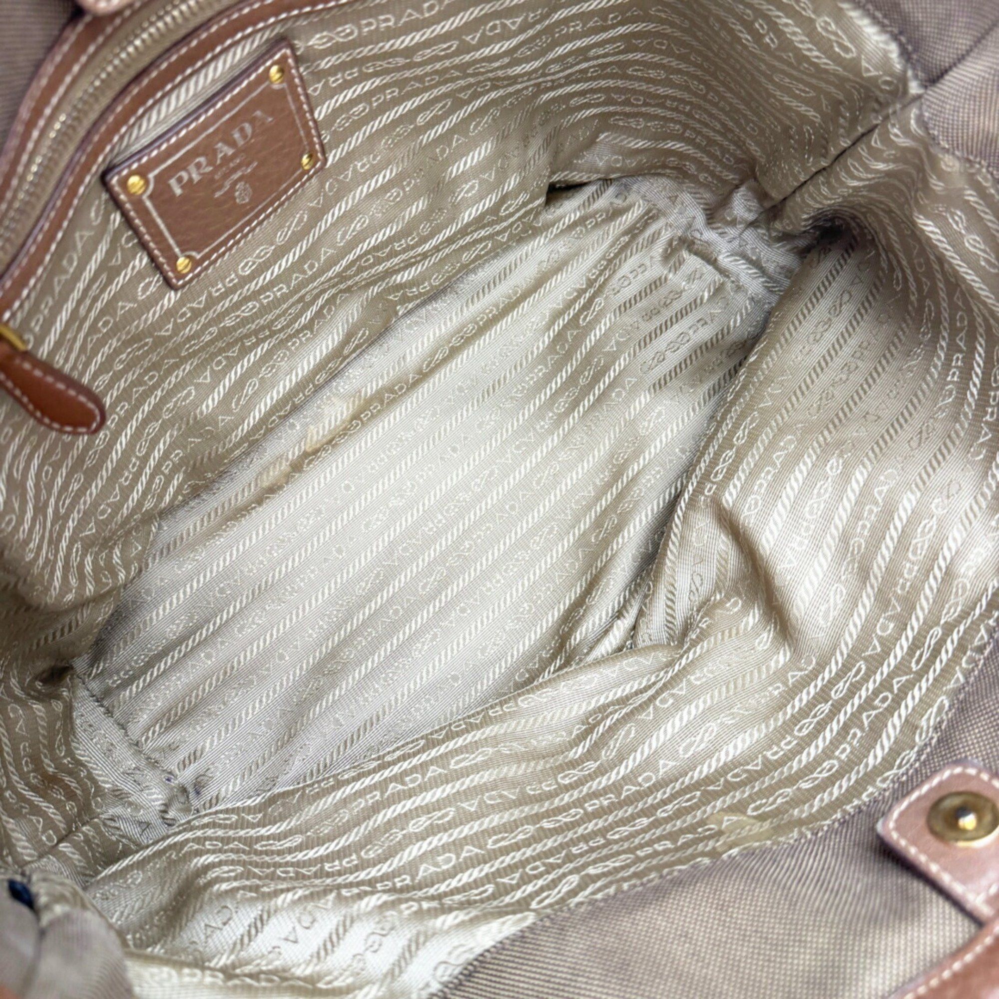 Prada Prada Jacquard Shoulder Bag Canvas Leather Women's Size ONE SIZE - 12 Thumbnail