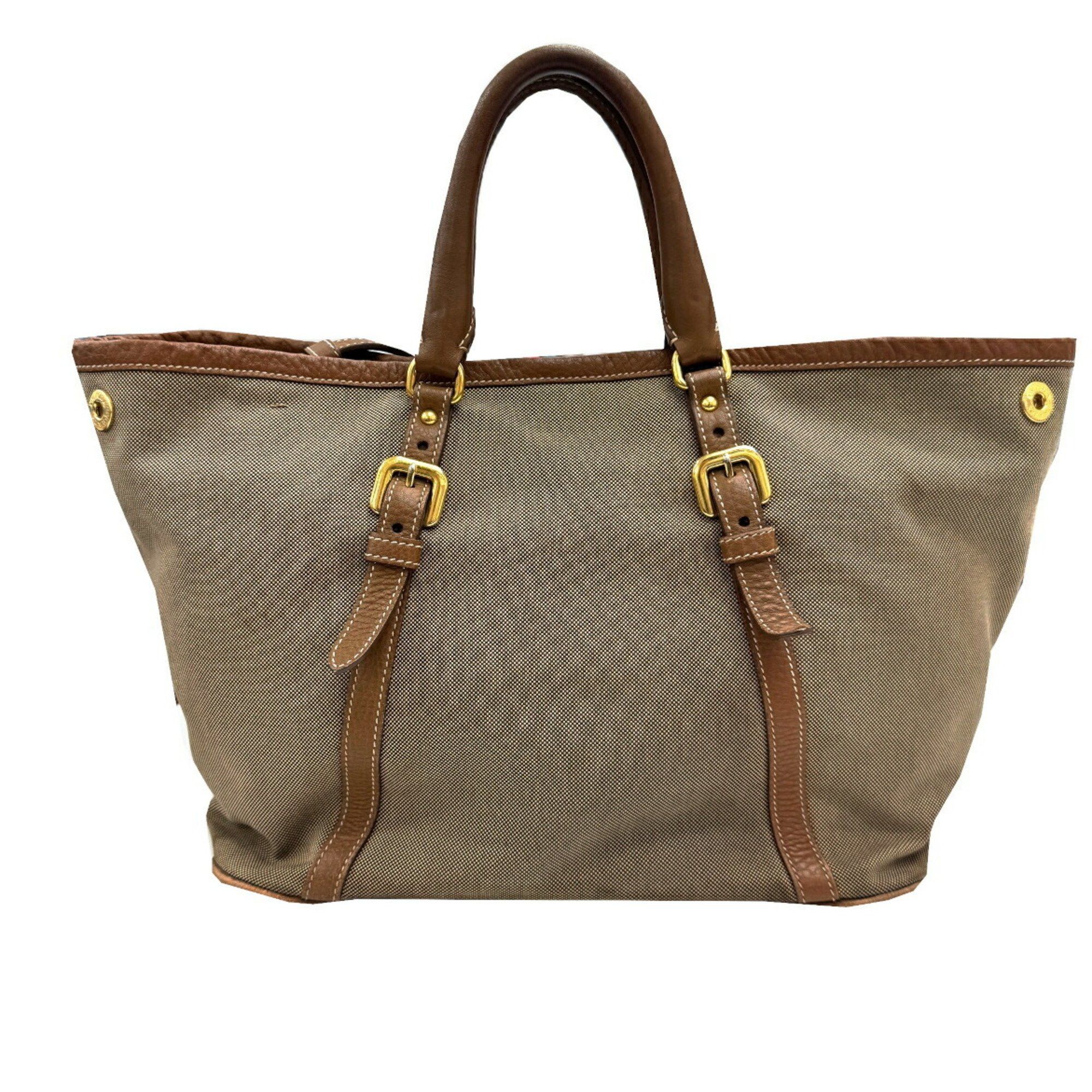 Prada Prada Jacquard Shoulder Bag Canvas Leather Women's Size ONE SIZE - 2 Thumbnail