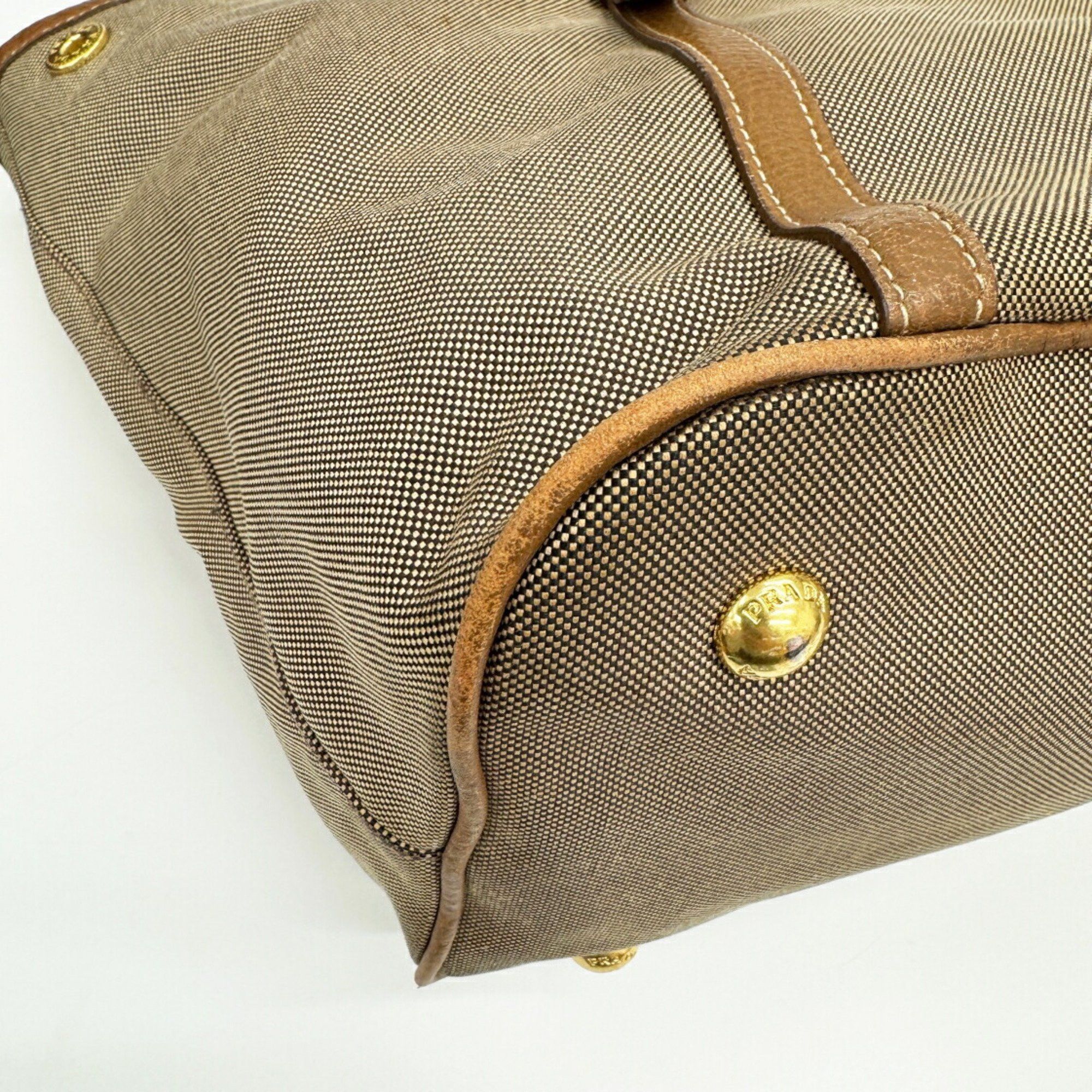 Prada Prada Jacquard Shoulder Bag Canvas Leather Women's Size ONE SIZE - 8 Thumbnail