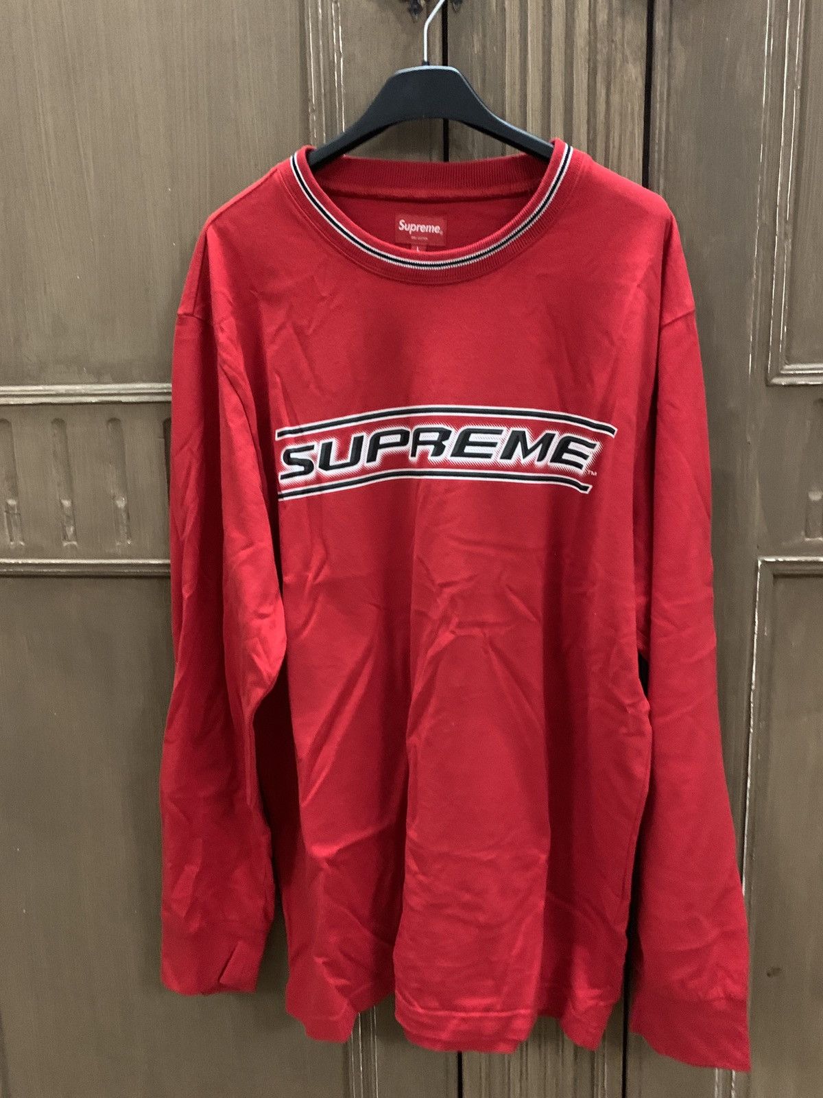 Supreme red clearance long sleeve shirt