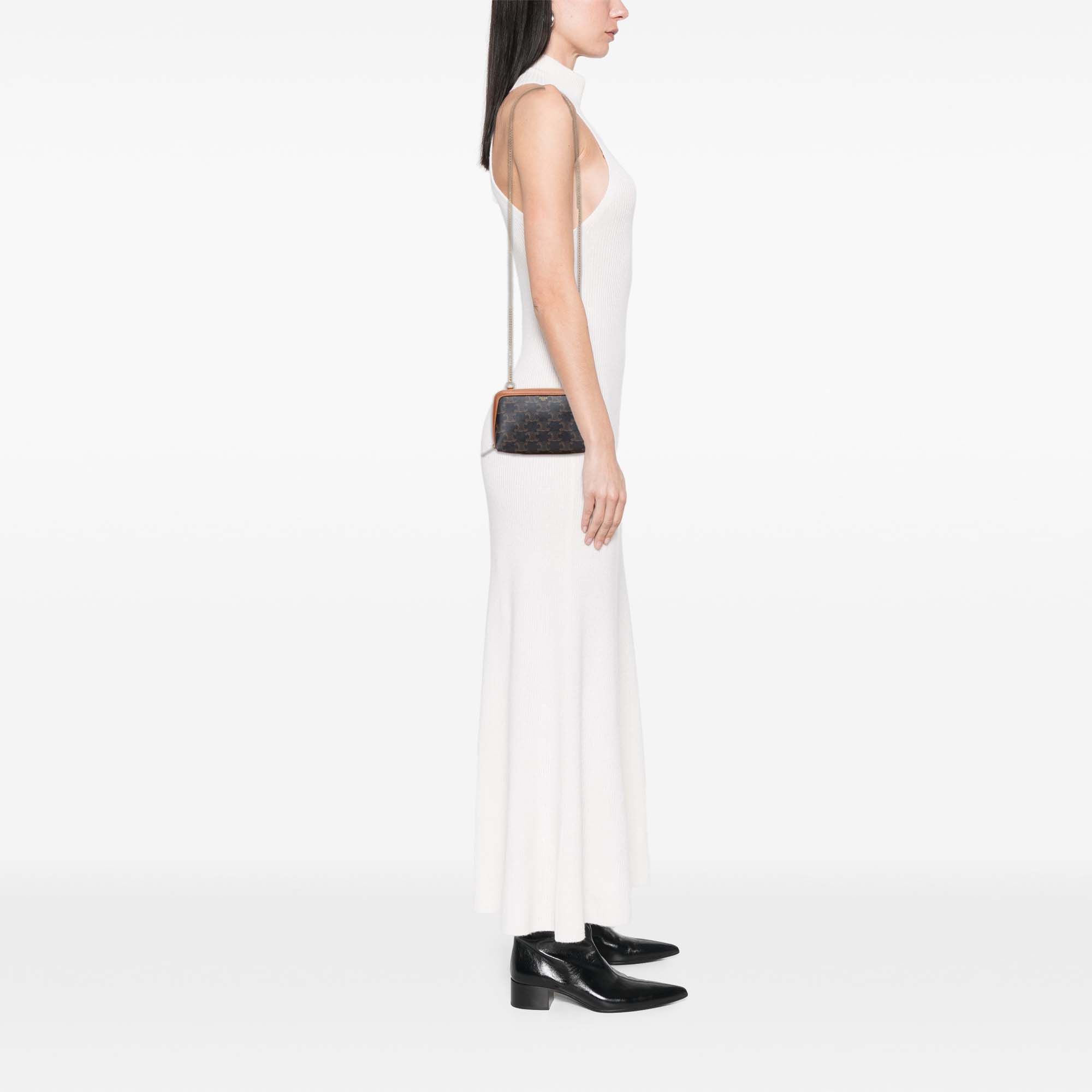 Celine Celine Triomphe Coated Canvas Clutch On Chain Size ONE SIZE - 10 Thumbnail