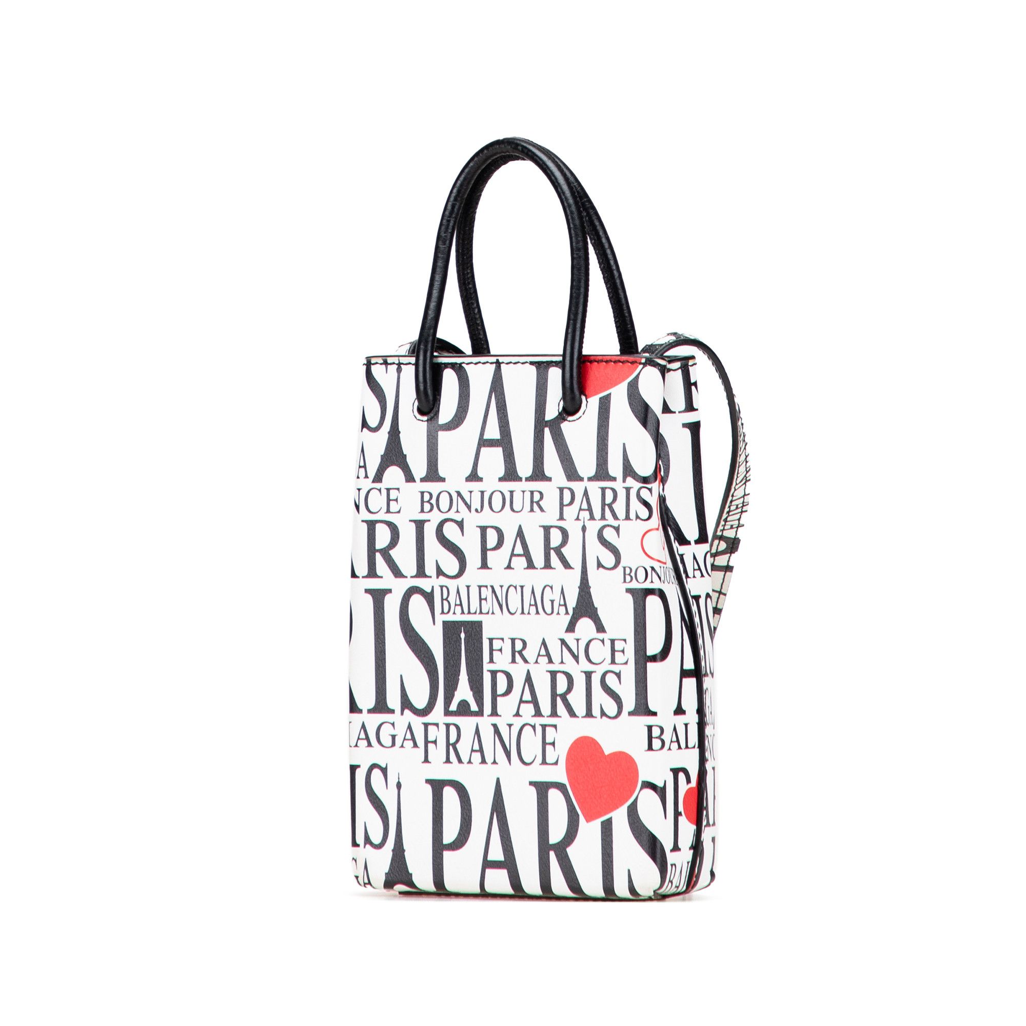 Balenciaga Balenciaga Mini Calfskin Bonjour Paris Shopping Phone Holder Size ONE SIZE - 2 Thumbnail