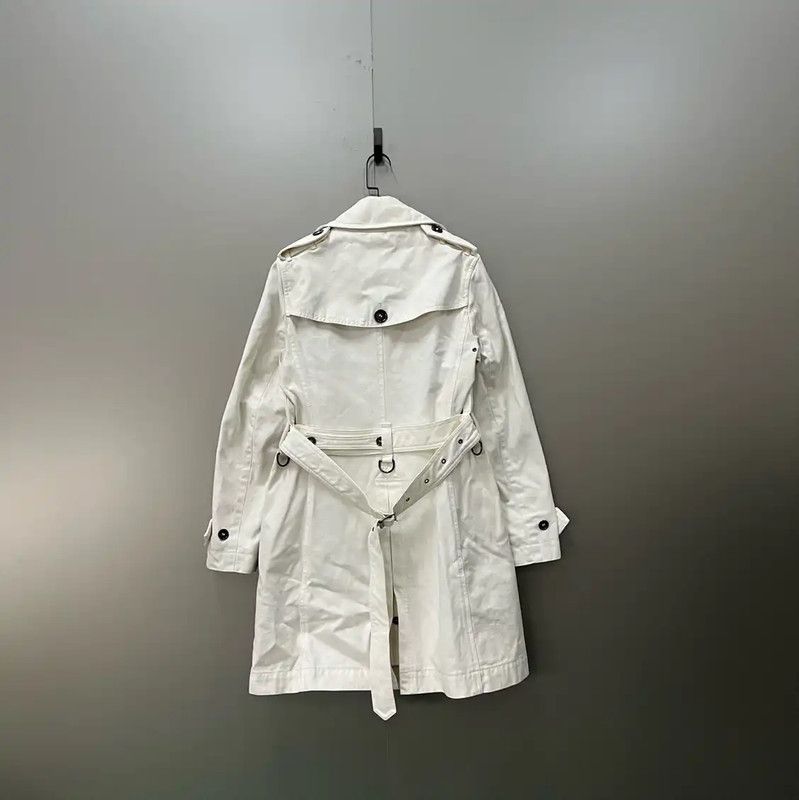 Burberry Burberry Women's White Cotton Mid-Length Trench Coat Size ONE SIZE - 2 Thumbnail