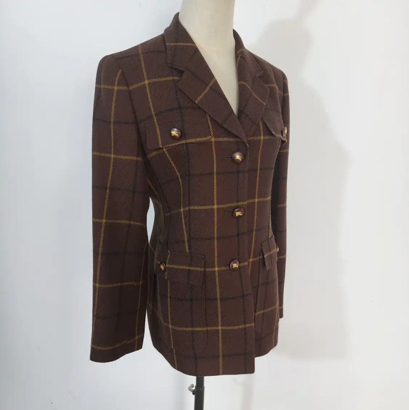 Burberry Burberry Coffee Check Wool Long Sleeve Cardigan Size M / US 6-8 / IT 42-44 - 2 Thumbnail
