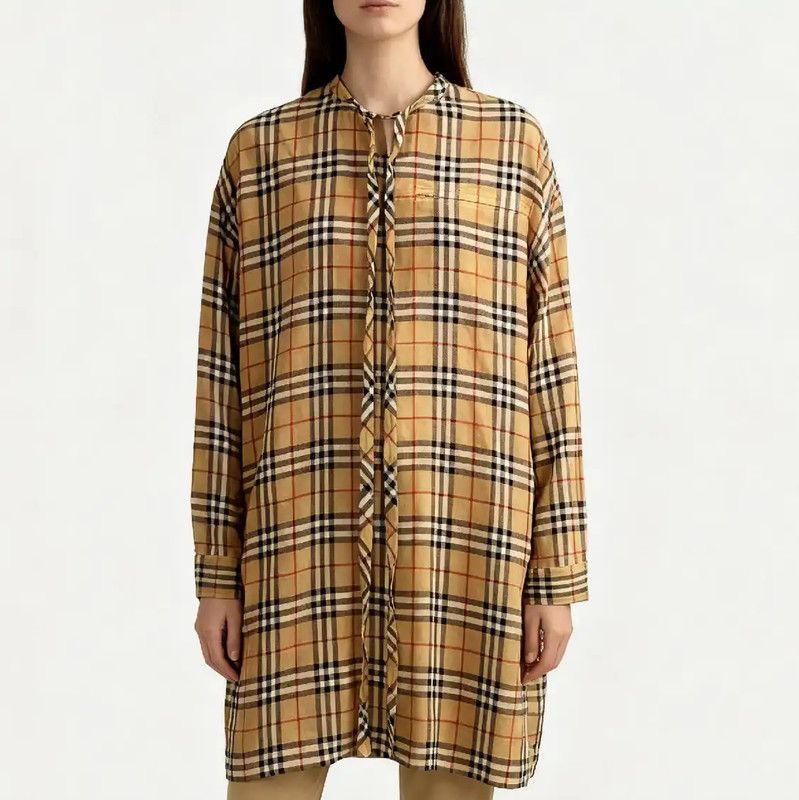 Burberry Burberry Khaki Silk Dress for Women Size L / US 10 / IT 46 - 6 Thumbnail
