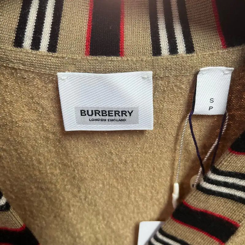 Burberry Burberry Brown Women's Cardigan with Striped Trim Size S / US 4 / IT 40 - 3 Thumbnail