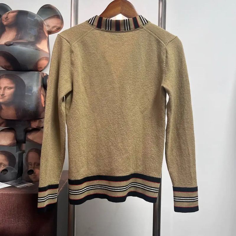 Burberry Burberry Brown Women's Cardigan with Striped Trim Size S / US 4 / IT 40 - 2 Thumbnail
