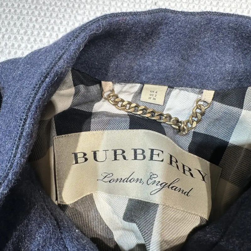 Burberry Burberry Blue Wool Long Coat for Women Size S / US 4 / IT 40 - 3 Thumbnail