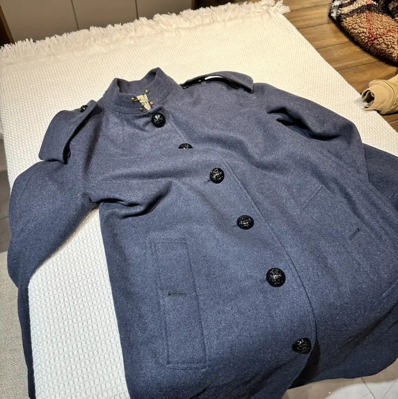 Burberry Burberry Blue Wool Long Coat for Women Size S / US 4 / IT 40 - 4 Thumbnail