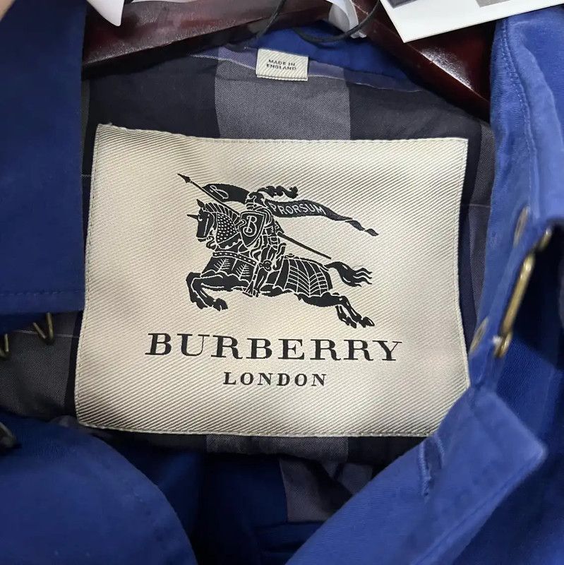 Burberry Burberry Blue Cotton Mid-Length Trench Coat Size ONE SIZE - 3 Thumbnail