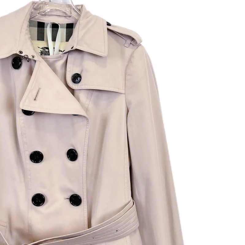 Burberry Burberry Long Pink Cotton Trench Coat Size L / US 10 / IT 46 - 3 Thumbnail
