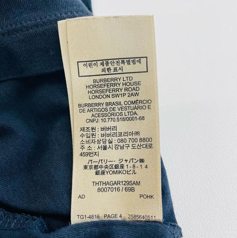 Burberry Burberry Navy Cotton Women's T-Shirt Size L / US 10 / IT 46 - 5 Thumbnail