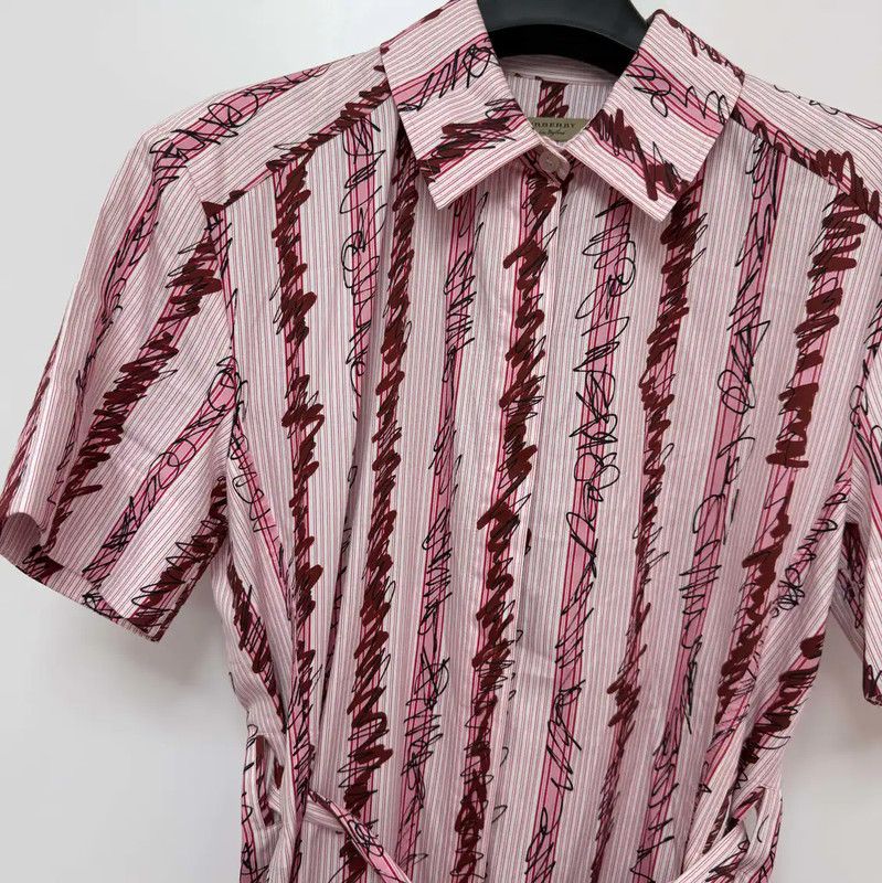 Burberry Burberry Pink Printed Cotton Short Sleeve Dress Size M / US 6-8 / IT 42-44 - 4 Thumbnail