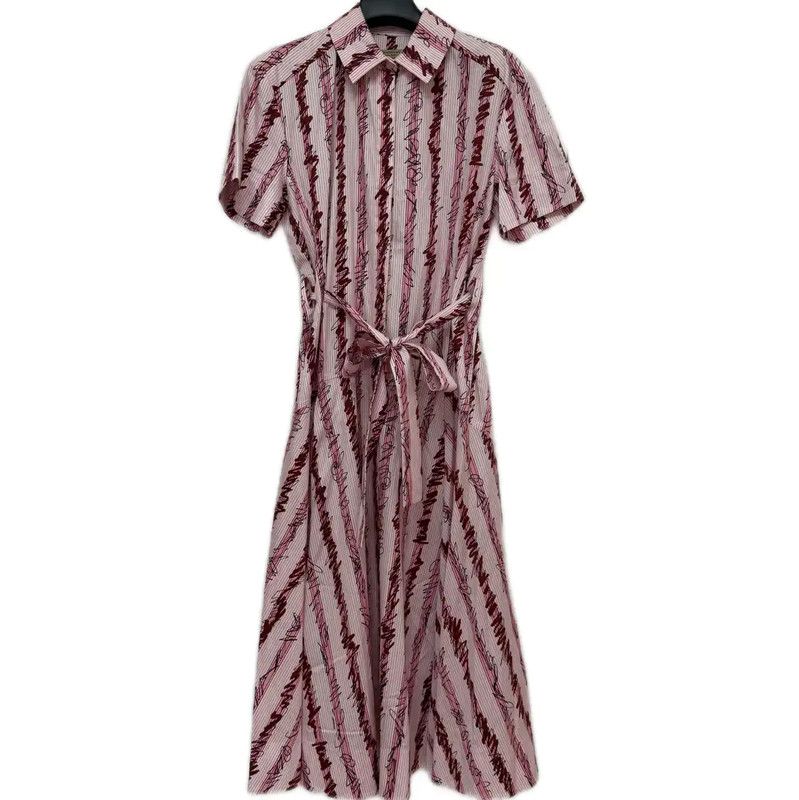 Burberry Burberry Pink Printed Cotton Short Sleeve Dress Size M / US 6-8 / IT 42-44 - 2 Thumbnail