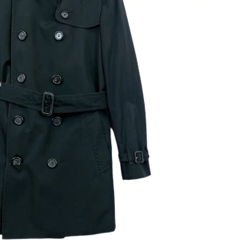Burberry Burberry Black Cotton Mid-Length Trench Coat Size S / US 4 / IT 40 - 4 Thumbnail
