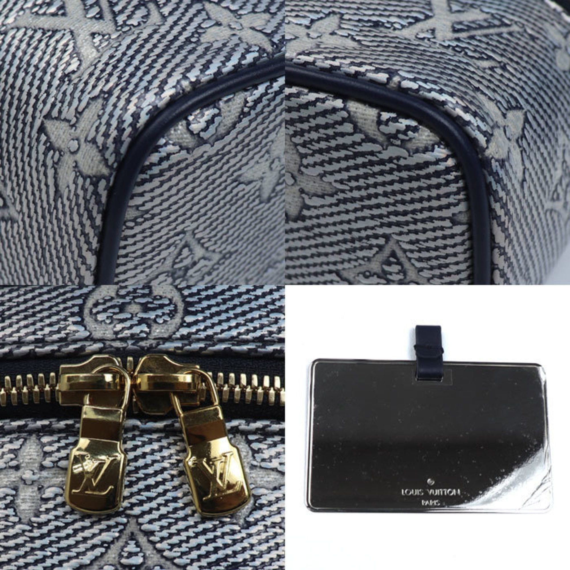 Louis Vuitton LOUIS VUITTON Monogram Laminated Jacquard Micro Vanity Shoulder Bag, Navy, M82467, Women's Size ONE SIZE - 6 Thumbnail