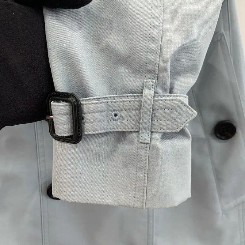Burberry Burberry M Size Blue Cotton Women's Trench Coat Size M / US 6-8 / IT 42-44 - 4 Thumbnail