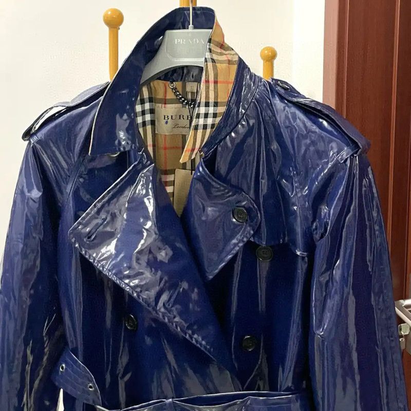 Burberry Burberry L Size Blue Women's Trench Coat Size L / US 10 / IT 46 - 3 Thumbnail