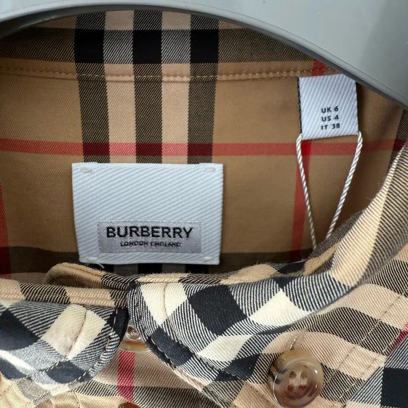 Burberry Burberry Cotton Check Long Sleeve Dress Size XS / US 0-2 / IT 36-38 - 4 Thumbnail