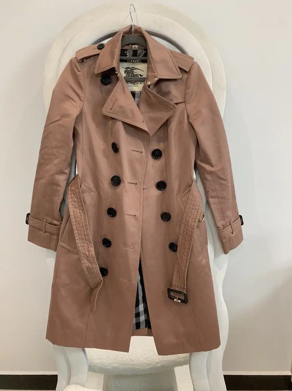 Burberry Burberry XS Pink Cotton Women's Trench Coat Size XS / US 0-2 / IT 36-38 - 3 Thumbnail