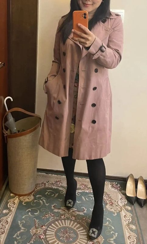 Burberry Burberry XS Pink Cotton Women's Trench Coat Size XS / US 0-2 / IT 36-38 - 7 Thumbnail