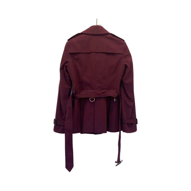 Burberry Burberry Wine Red Cotton Short Trench Coat Size S / US 4 / IT 40 - 2 Thumbnail