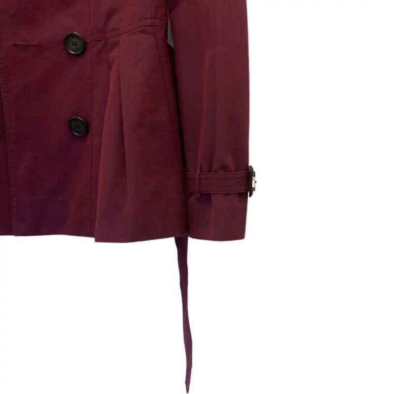 Burberry Burberry Wine Red Cotton Short Trench Coat Size S / US 4 / IT 40 - 4 Thumbnail