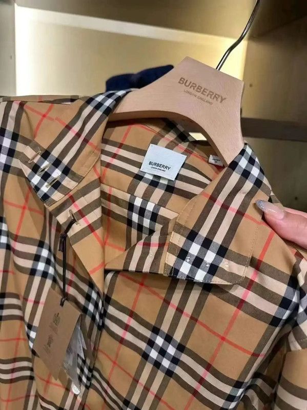 Burberry Burberry Khaki Cotton Check Long Sleeve Shirt Size L / US 10 / IT 46 - 5 Thumbnail
