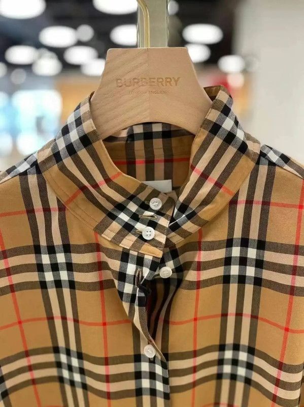 Burberry Burberry Khaki Cotton Check Long Sleeve Shirt Size L / US 10 / IT 46 - 4 Thumbnail