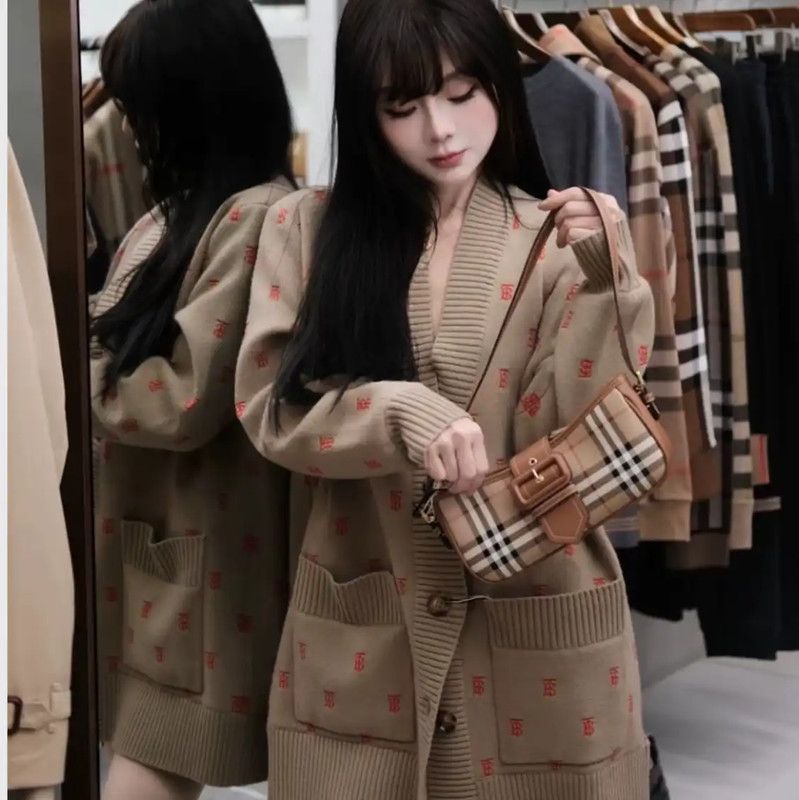 Burberry Burberry Wool Cardigan in Brown with Logo Size L / US 10 / IT 46 - 8 Thumbnail