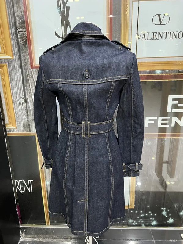 Burberry Burberry Blue Denim Double Breasted Coat Size XS / US 0-2 / IT 36-38 - 3 Thumbnail