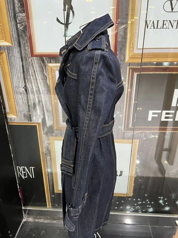 Burberry Burberry Blue Denim Double Breasted Coat Size XS / US 0-2 / IT 36-38 - 2 Thumbnail