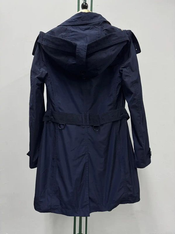 Burberry Burberry Women's Blue Polyester Striped Trench Coat Size XS / US 0-2 / IT 36-38 - 2 Thumbnail