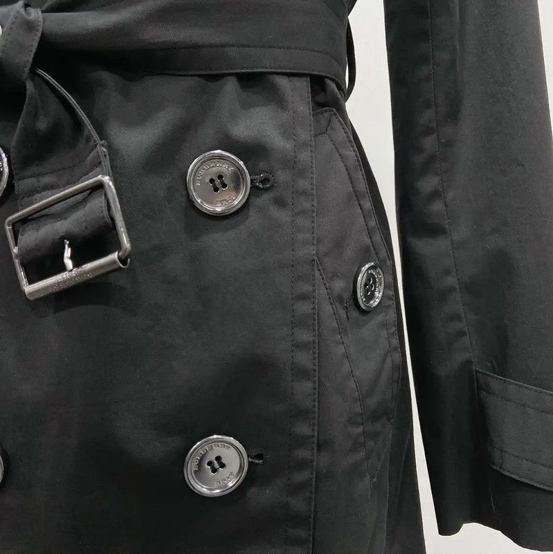 Burberry Burberry Black Cotton Long Trench Coat Size S / US 4 / IT 40 - 6 Thumbnail