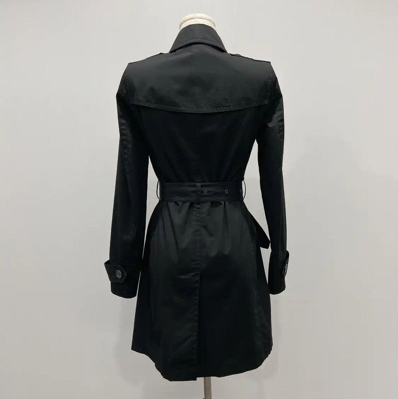 Burberry Burberry Black Cotton Long Trench Coat Size S / US 4 / IT 40 - 2 Thumbnail