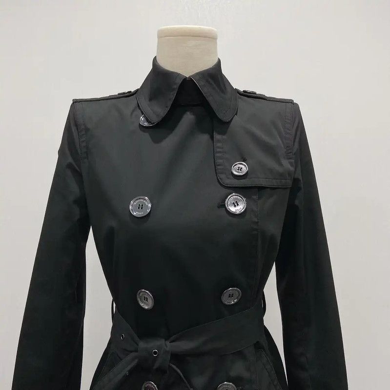 Burberry Burberry Black Cotton Long Trench Coat Size S / US 4 / IT 40 - 3 Thumbnail