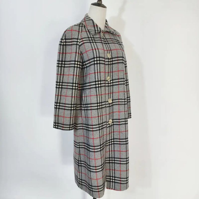 Burberry Burberry Grey Wool Plaid Long Coat for Women Size M / US 6-8 / IT 42-44 - 8 Thumbnail
