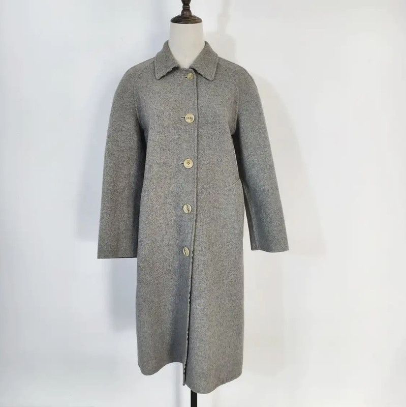 Burberry Burberry Grey Wool Plaid Long Coat for Women Size M / US 6-8 / IT 42-44 - 2 Thumbnail