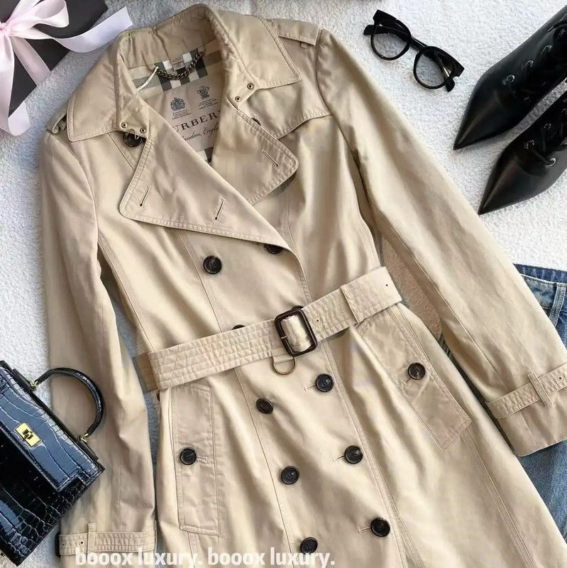 Burberry Burberry Khaki Cotton Women's Trench Coat Size ONE SIZE - 4 Thumbnail