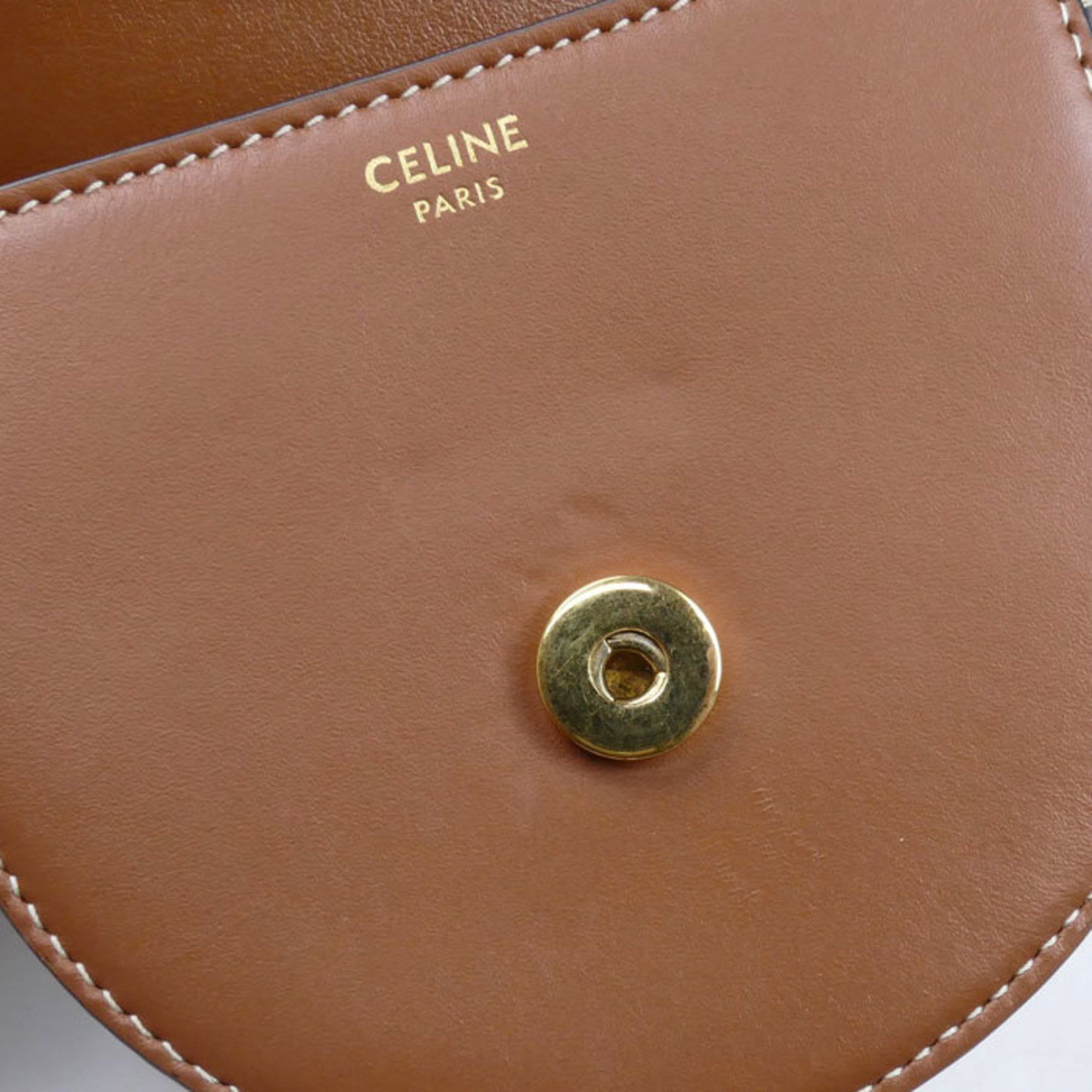 Celine CELINE Mini Besas Cuir Triomphe Shoulder Bag, Tan, 10J303DPQ4LU, Women's Size ONE SIZE - 5 Thumbnail