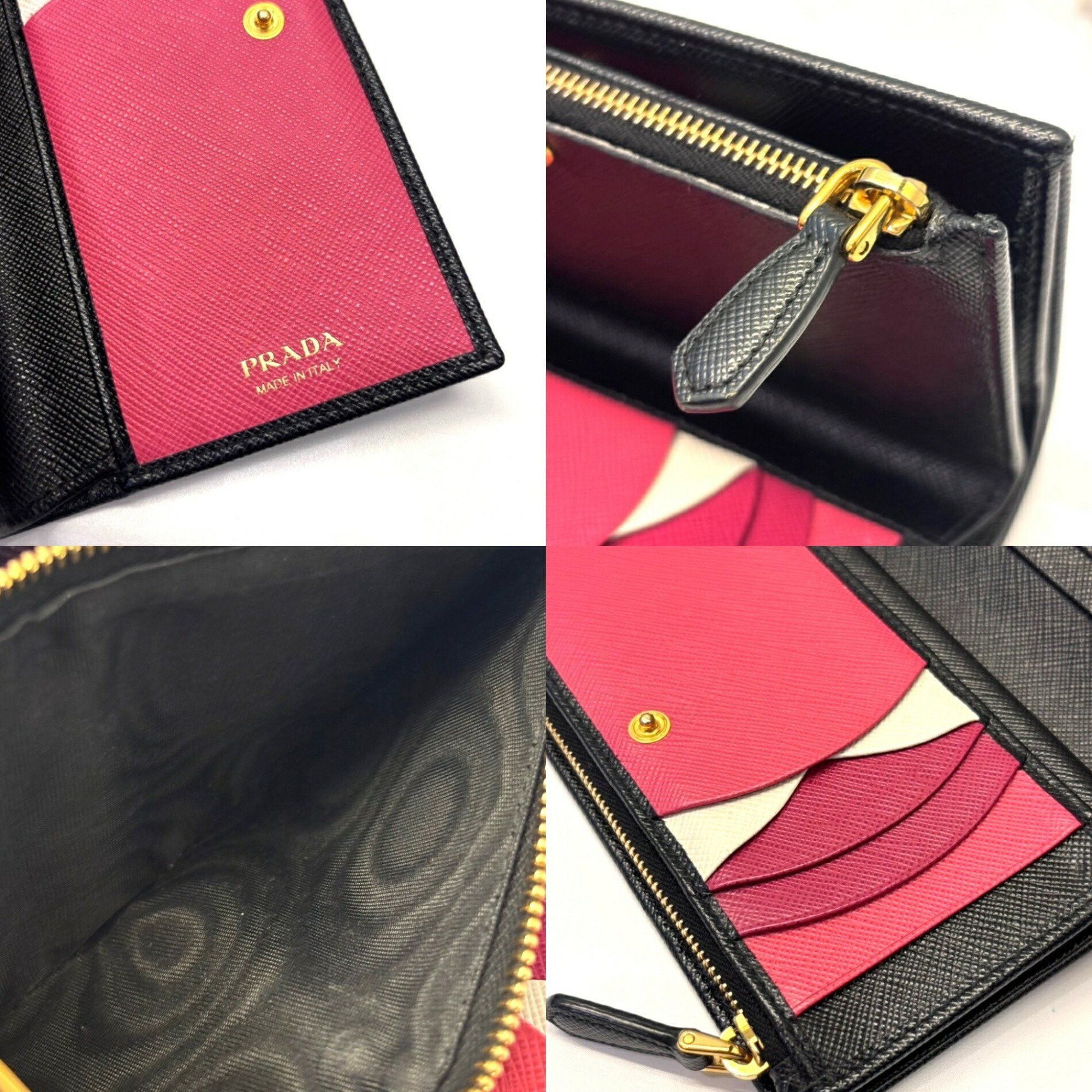 Prada Prada Saffiano Bifold Wallet in Black Leather (1ML009) Size ONE SIZE - 4 Thumbnail