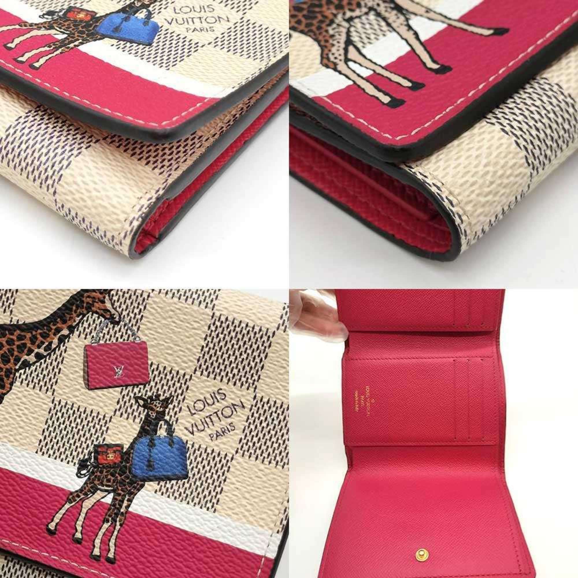 Louis Vuitton Louis Vuitton Portefeuille Victorine Multicolore Damier Azur Trifold Wallet with Giraffe Animal Print, Women's, N60059 Size ONE SIZE - 5 Thumbnail