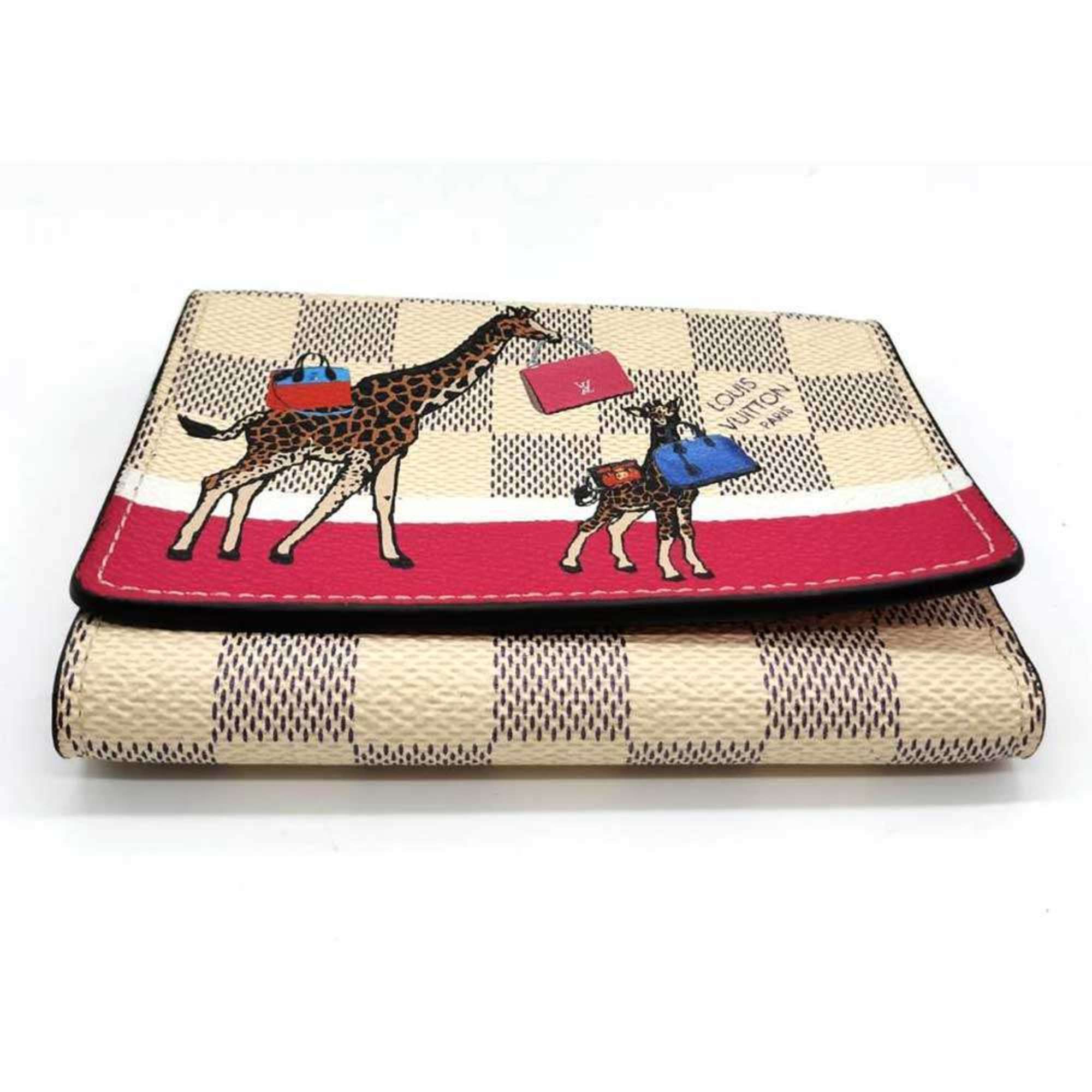 Louis Vuitton Louis Vuitton Portefeuille Victorine Multicolore Damier Azur Trifold Wallet with Giraffe Animal Print, Women's, N60059 Size ONE SIZE - 3 Thumbnail